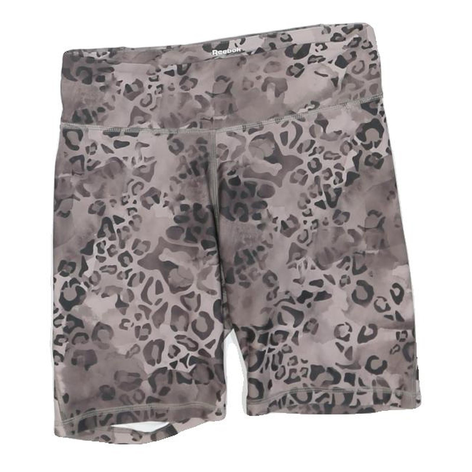 REEBOK Womens Shorts Grey Leopard Print M W28 Activewear Gym Fitness Leggings