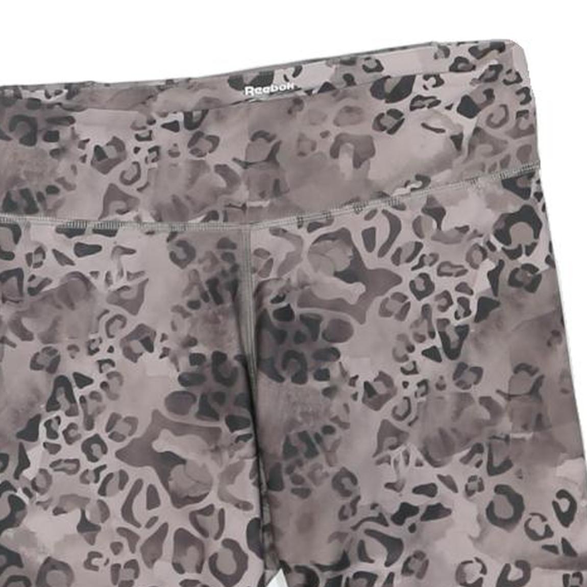 REEBOK Womens Shorts Grey Leopard Print M W28 Activewear Gym Fitness Leggings