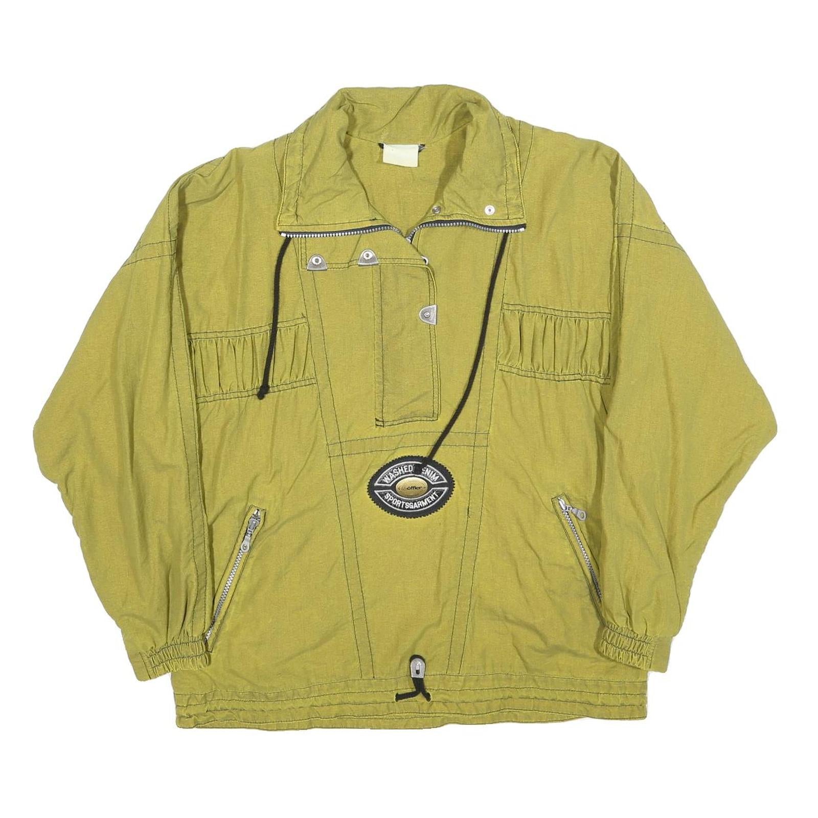 LOFFLER Womens Green Jacket L Polyester Blend Plain Zip Casual Lightweight