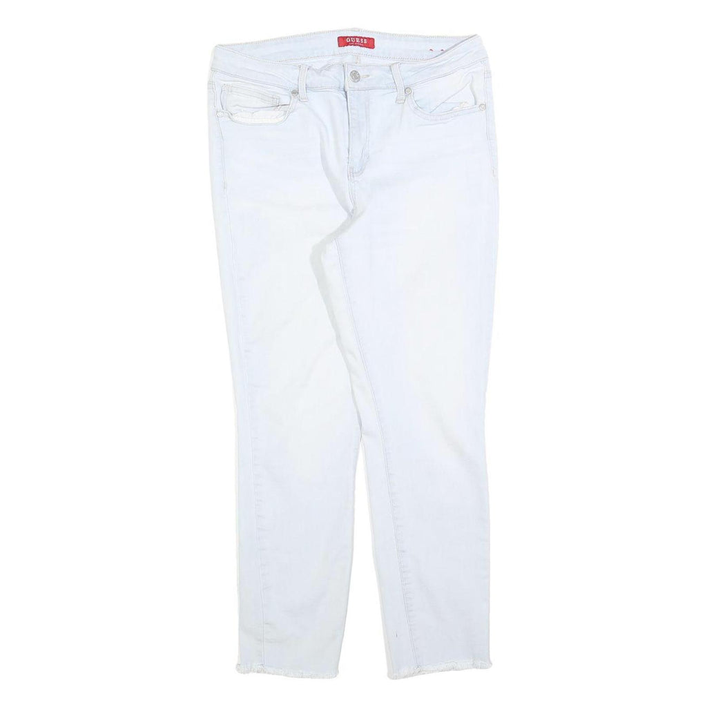 GUESS Womens Slim Fit White Denim Jeans W31 L26 Zip Cotton Blend Stylish