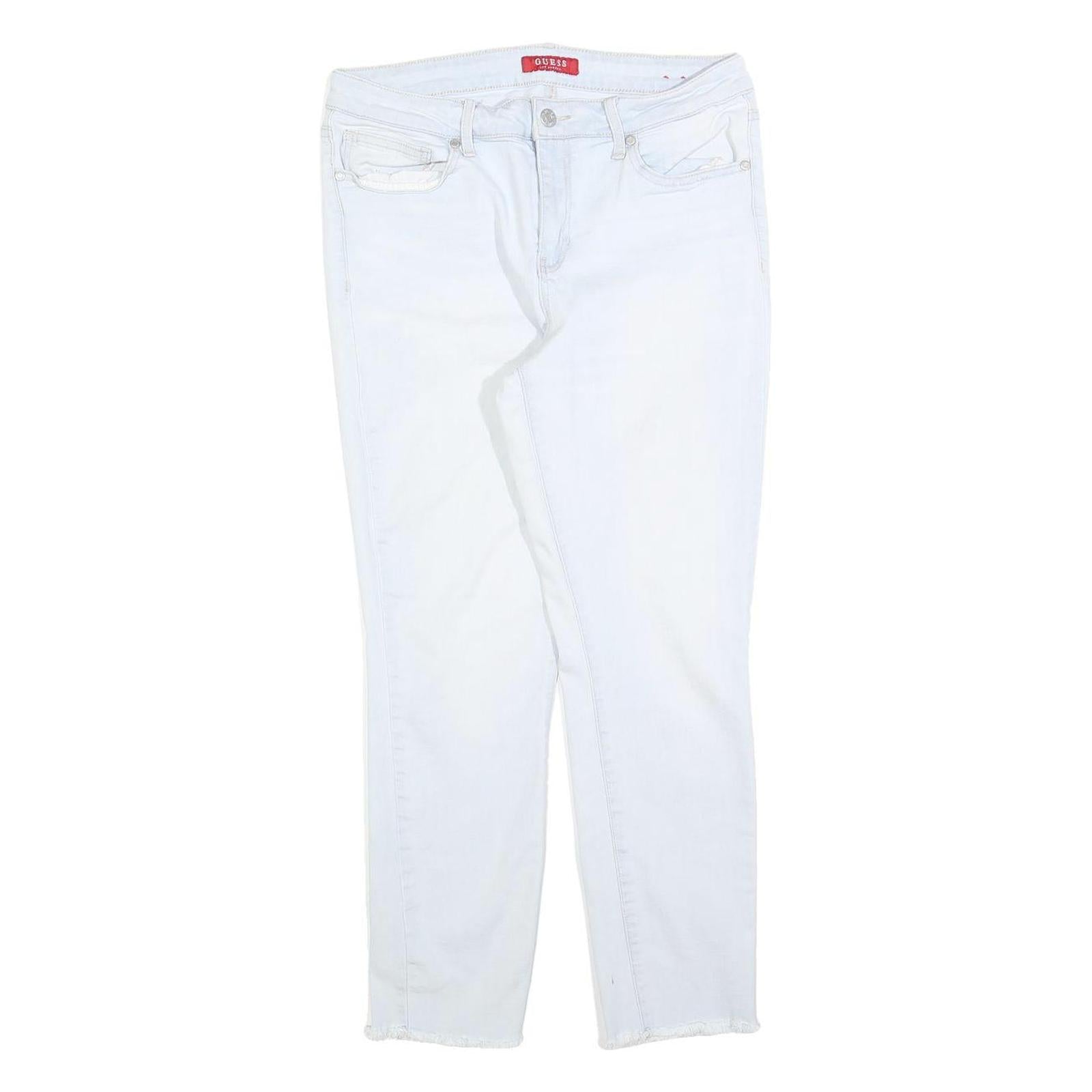 GUESS Womens Slim Fit White Denim Jeans W31 L26 Zip Cotton Blend Stylish