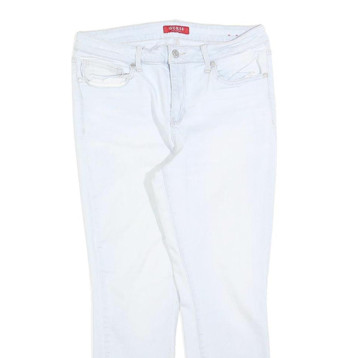 GUESS Womens Slim Fit White Denim Jeans W31 L26 Zip Cotton Blend Stylish