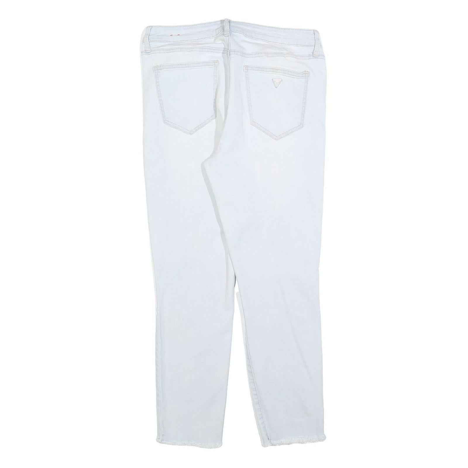 GUESS Womens Slim Fit White Denim Jeans W31 L26 Zip Cotton Blend Stylish
