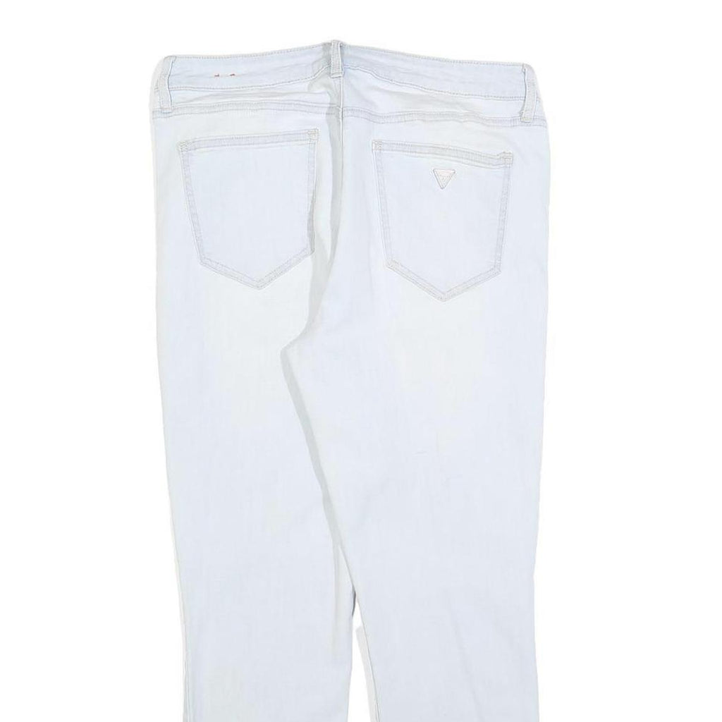 GUESS Womens Slim Fit White Denim Jeans W31 L26 Zip Cotton Blend Stylish