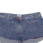 KICKERS Womens Denim Blue Casual Shorts UK 14 W34 Frayed Hem Cotton
