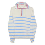 J.CREW Womens Cream & Blue Striped Plain Half Zip Crew Neck Basic Knit XS Zip