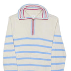 J.CREW Womens Cream & Blue Striped Plain Half Zip Crew Neck Basic Knit XS Zip
