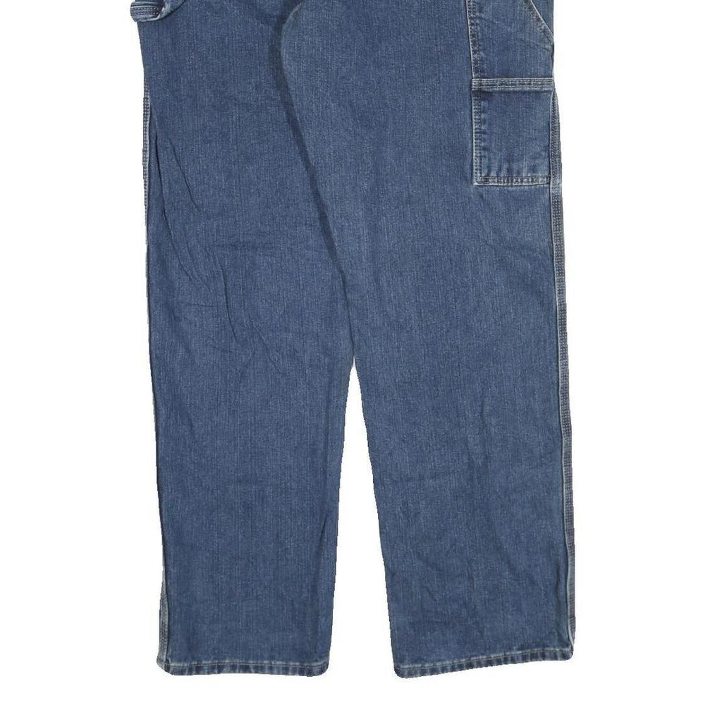 DICKIES Mens Blue Regular Fit Straight Denim Jeans W40 L32 Workwear Zip