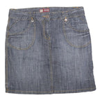 SB DENIM Womens Blue Cotton Blend Denim Mini Skirt Button Closure Casual Style M