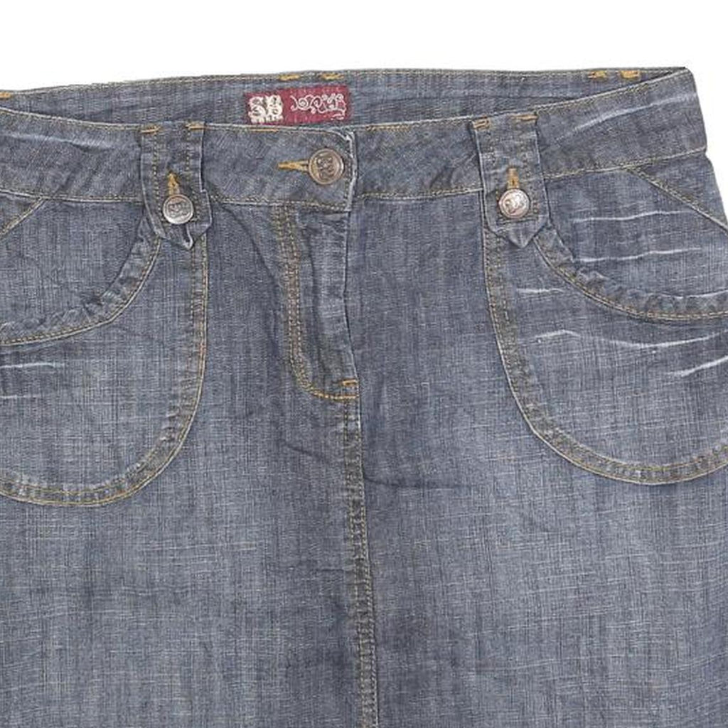 SB DENIM Womens Blue Cotton Blend Denim Mini Skirt Button Closure Casual Style M