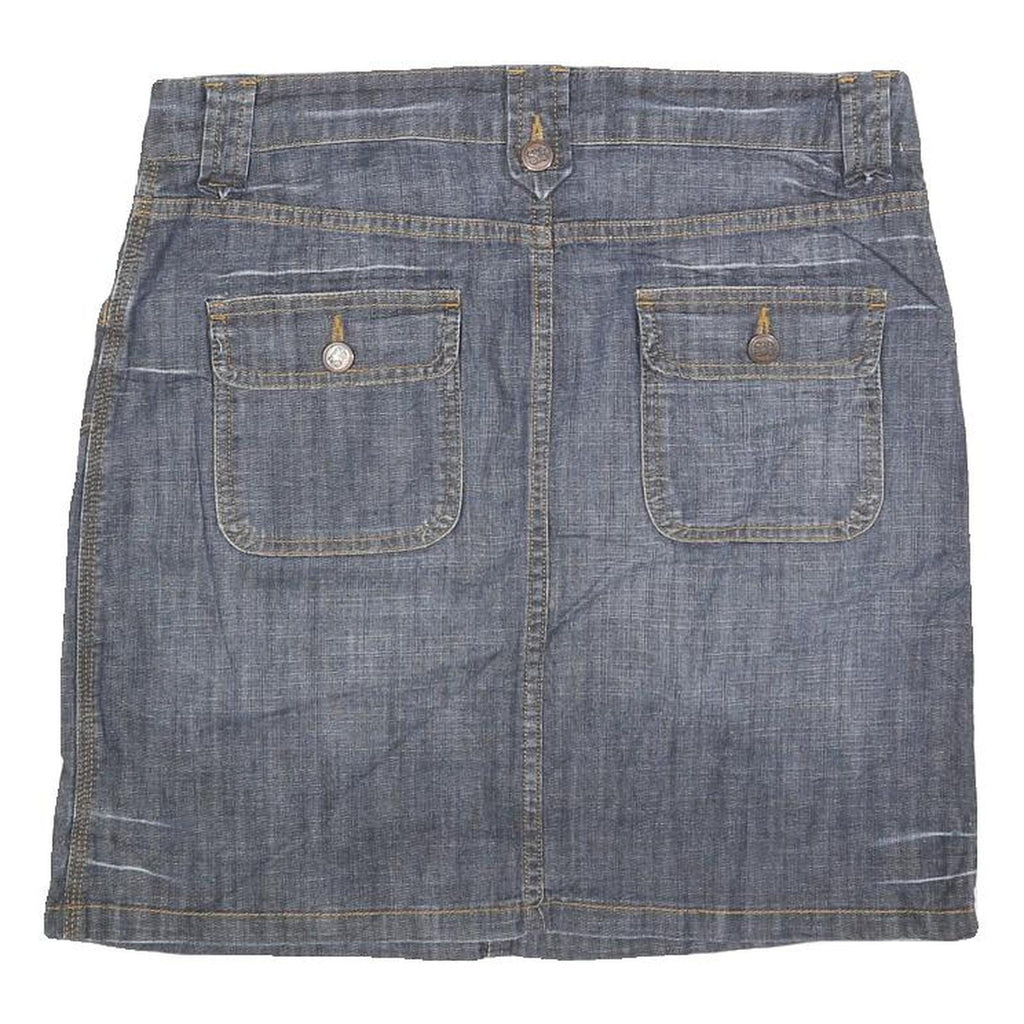 SB DENIM Womens Blue Cotton Blend Denim Mini Skirt Button Closure Casual Style M