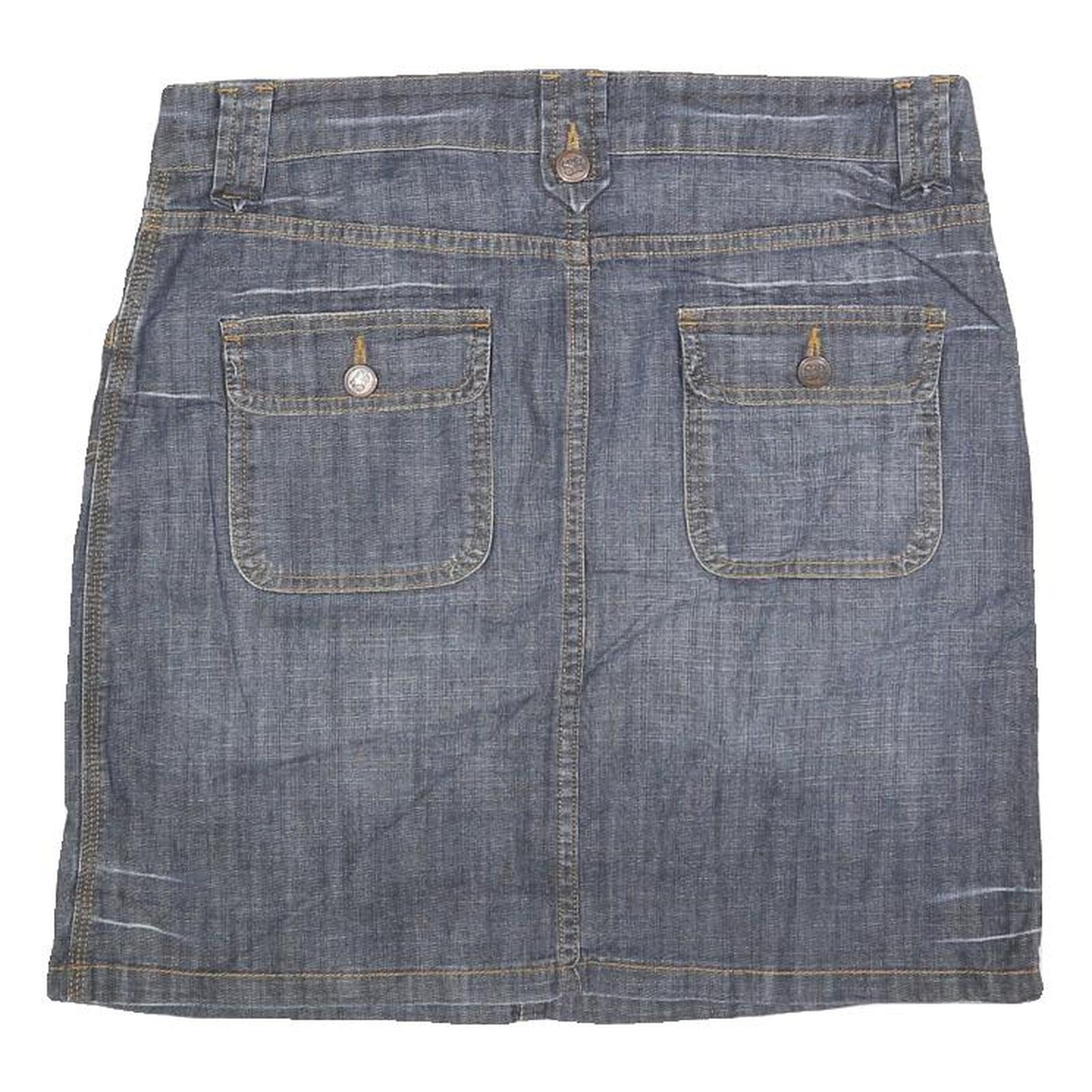 SB DENIM Womens Blue Cotton Blend Denim Mini Skirt Button Closure Casual Style M