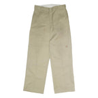 DICKIES Mens Polyester Blend Beige Loose Straight Trousers W32 L32 Workwear Zip