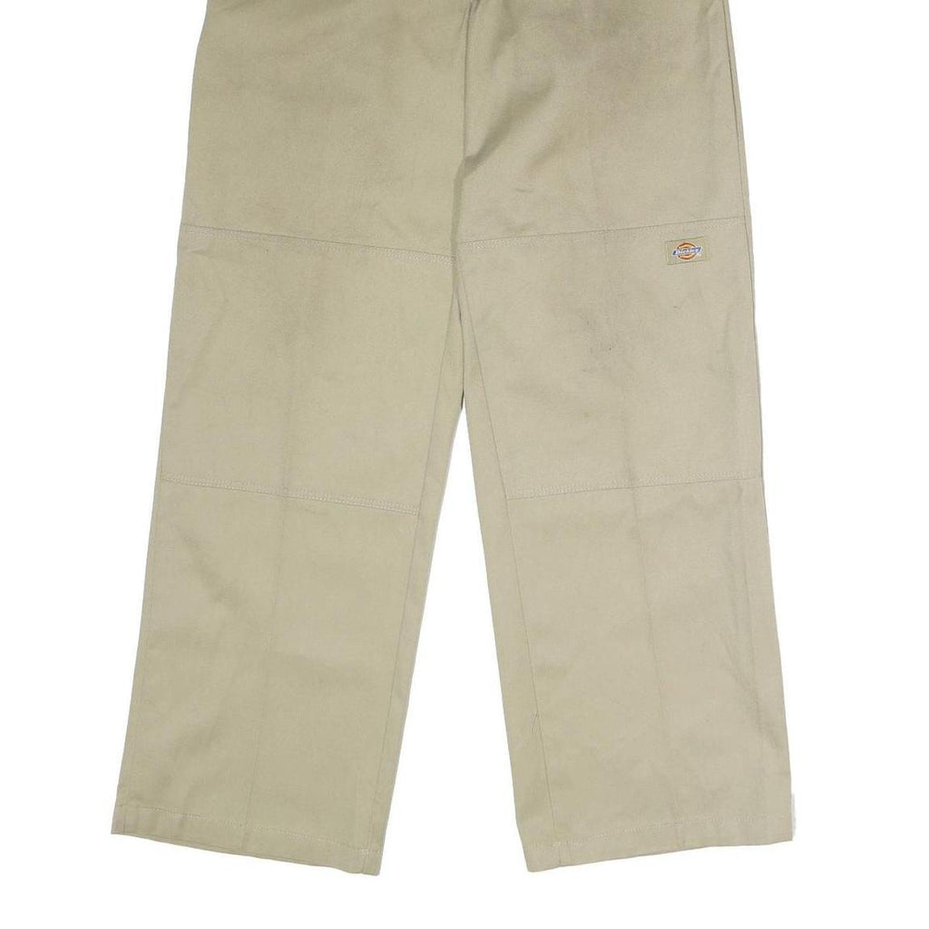 DICKIES Mens Polyester Blend Beige Loose Straight Trousers W32 L32 Workwear Zip