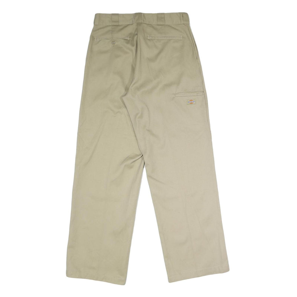 DICKIES Mens Polyester Blend Beige Loose Straight Trousers W32 L32 Workwear Zip