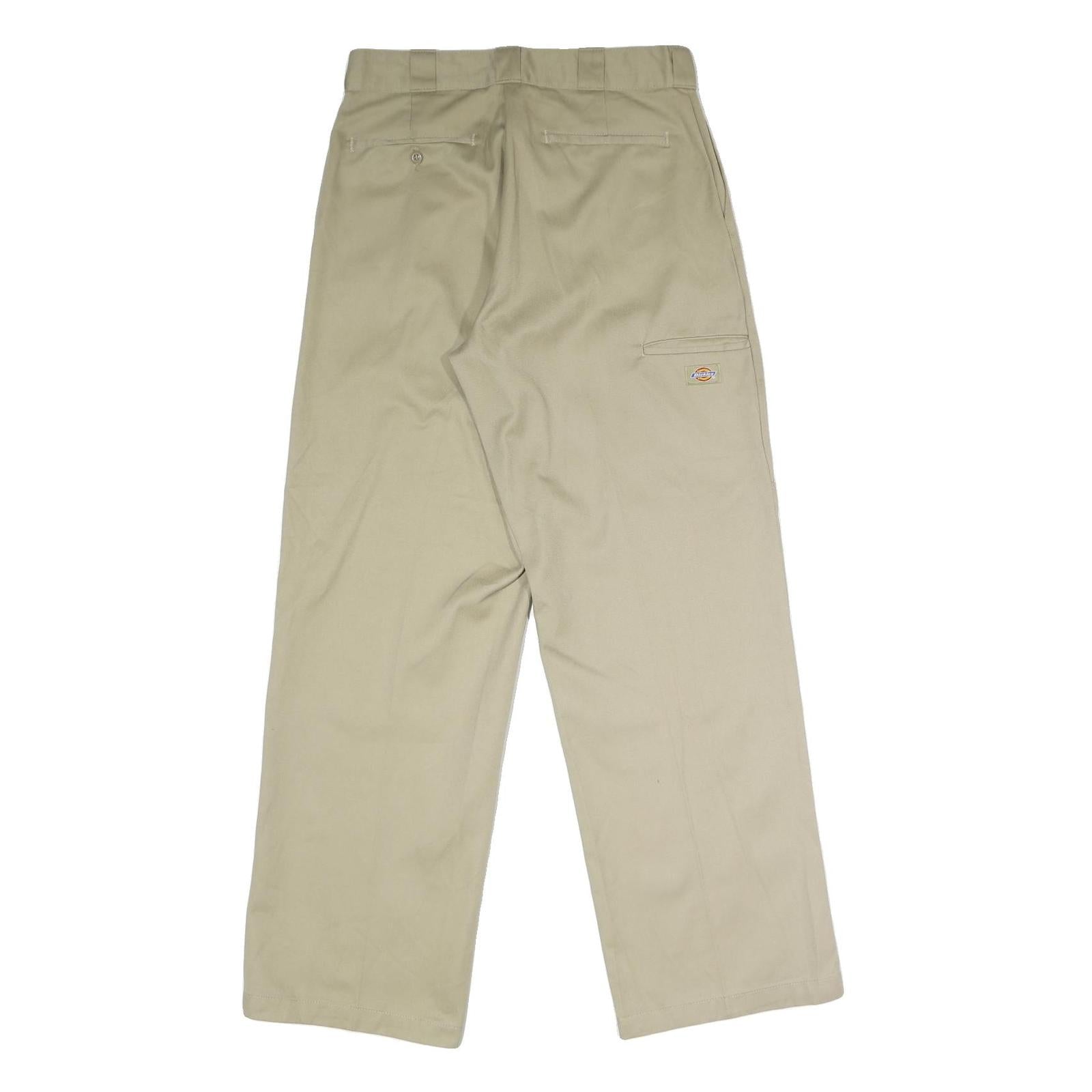 DICKIES Mens Polyester Blend Beige Loose Straight Trousers W32 L32 Workwear Zip