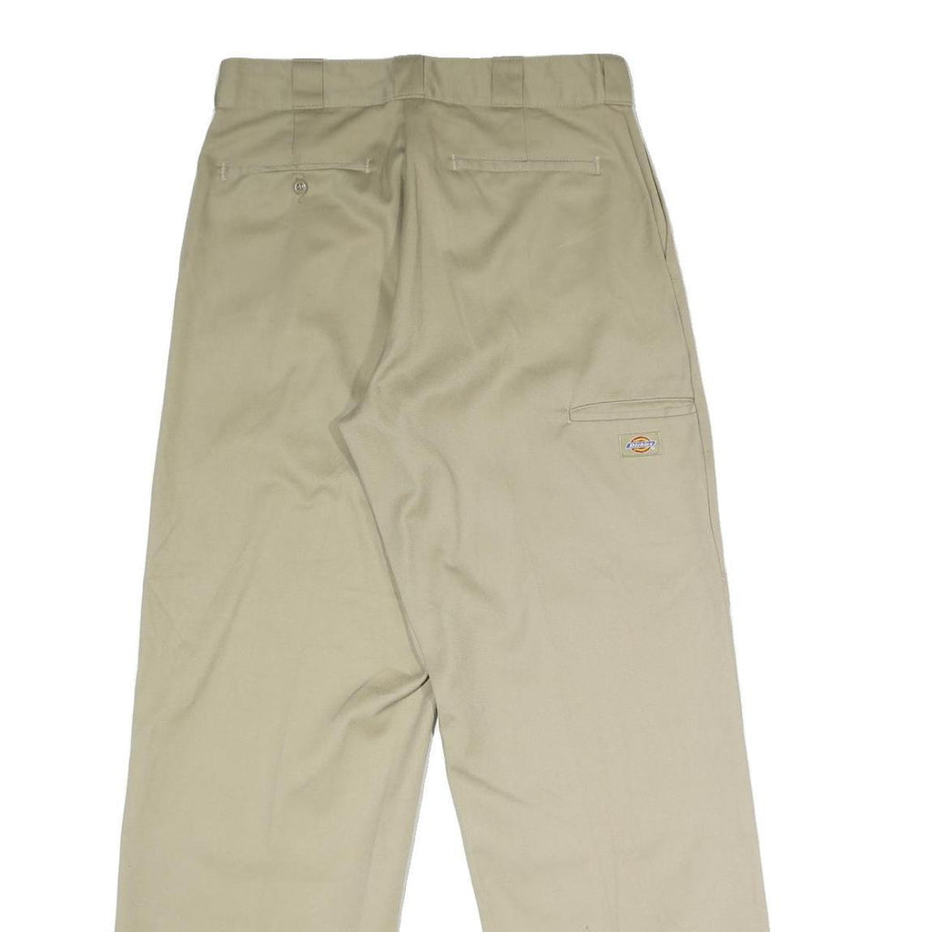 DICKIES Mens Polyester Blend Beige Loose Straight Trousers W32 L32 Workwear Zip