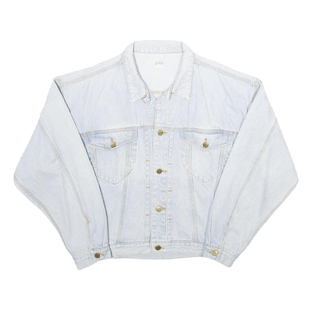 GALAXY Womens Blue Denim Cotton Jacket L Button Plain Classic Casual