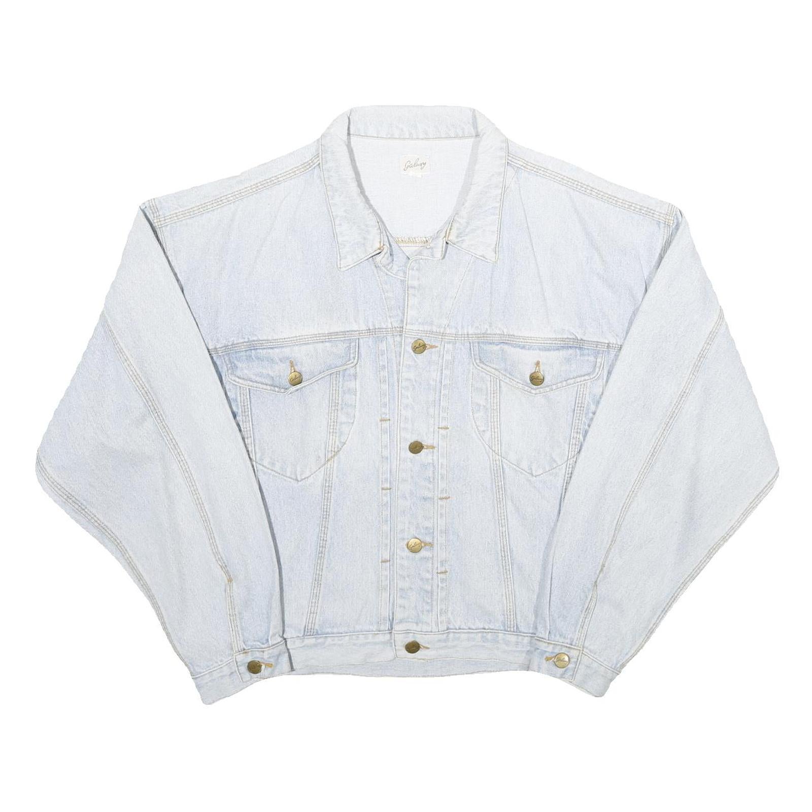 GALAXY Womens Blue Denim Cotton Jacket L Button Plain Classic Casual