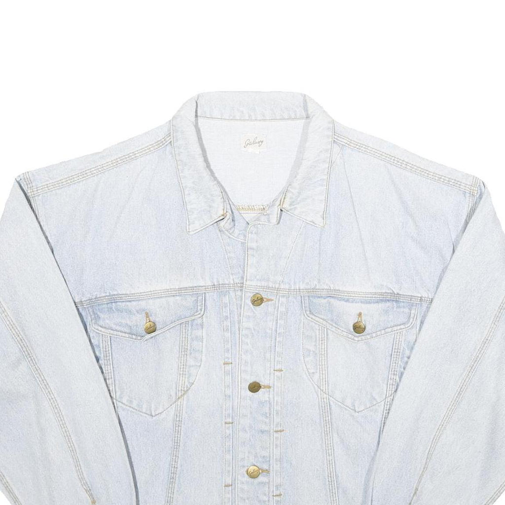 GALAXY Womens Blue Denim Cotton Jacket L Button Plain Classic Casual