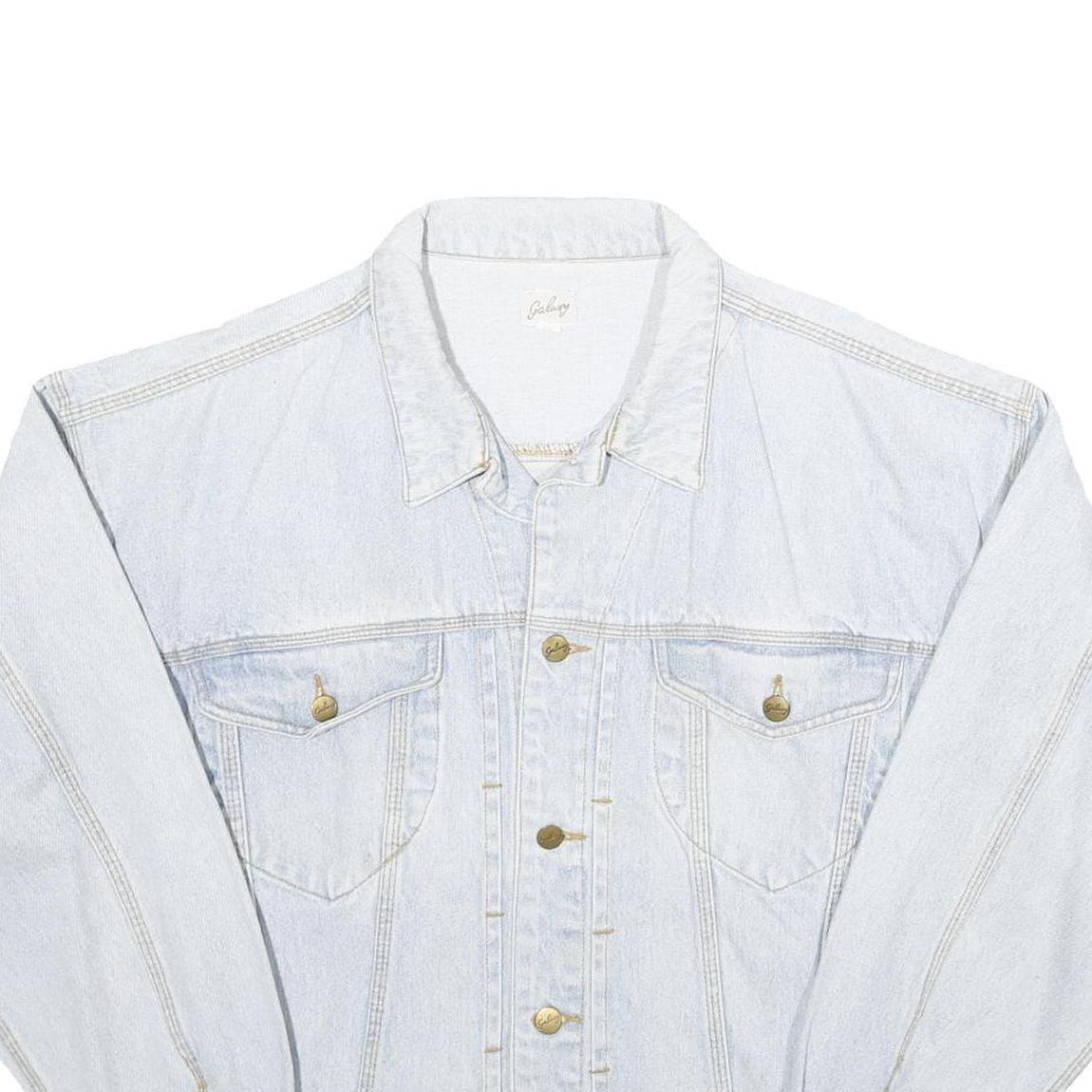 GALAXY Womens Blue Denim Cotton Jacket L Button Plain Classic Casual