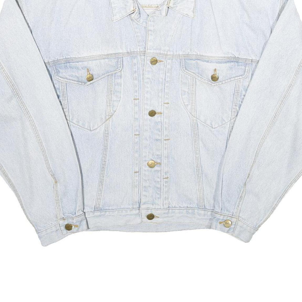 GALAXY Womens Blue Denim Cotton Jacket L Button Plain Classic Casual