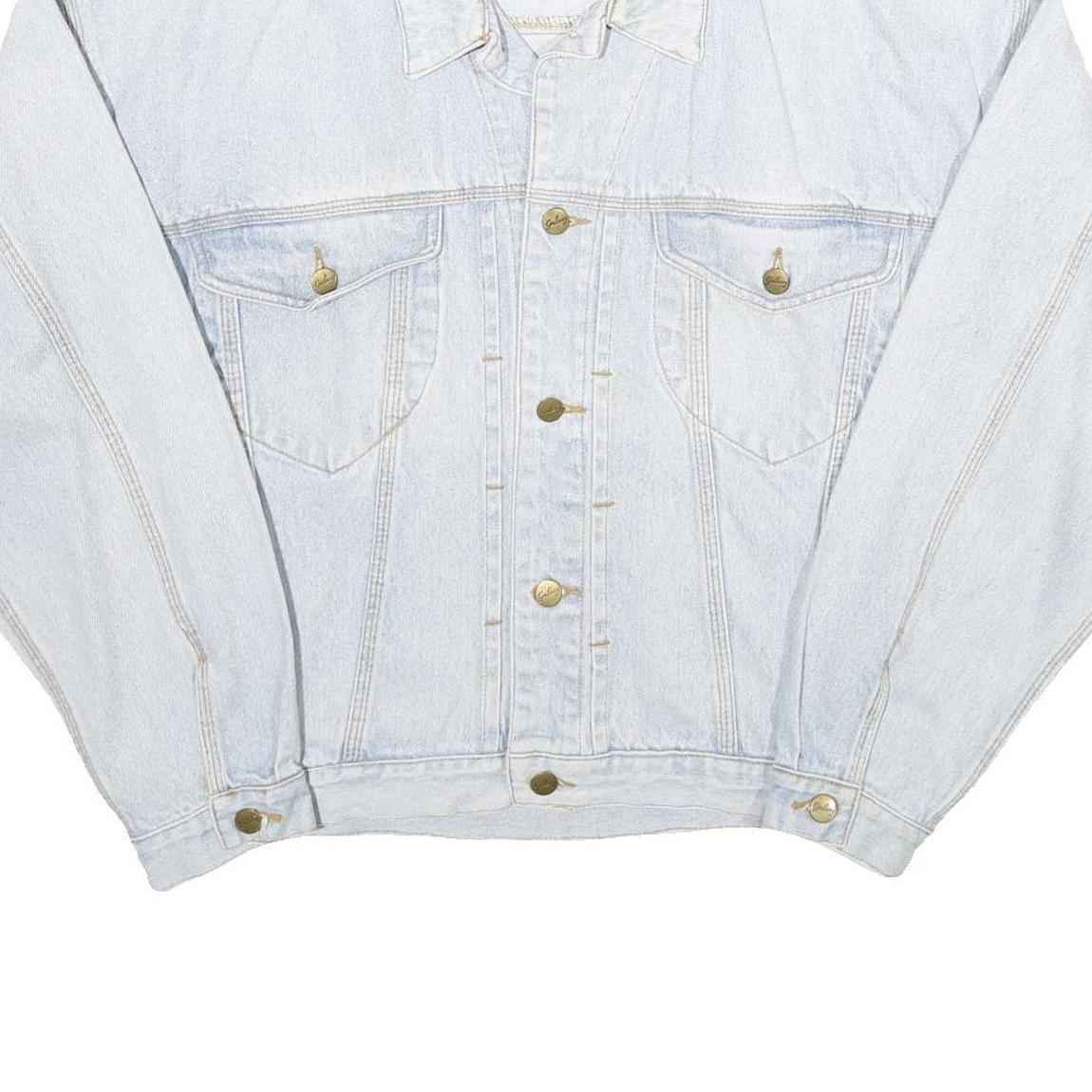 GALAXY Womens Blue Denim Cotton Jacket L Button Plain Classic Casual