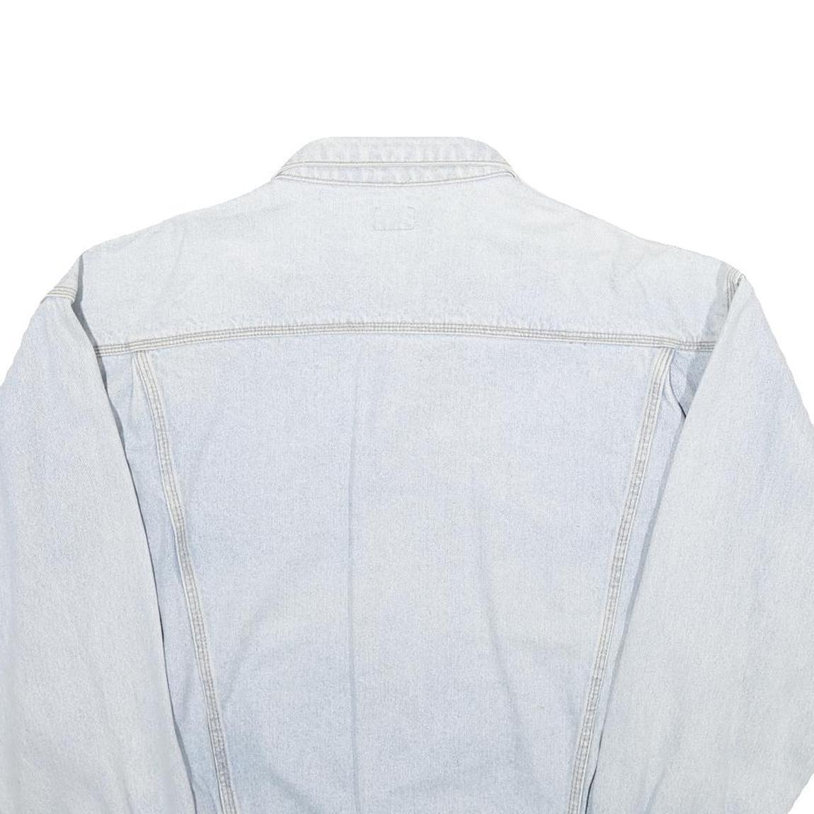 GALAXY Womens Blue Denim Cotton Jacket L Button Plain Classic Casual