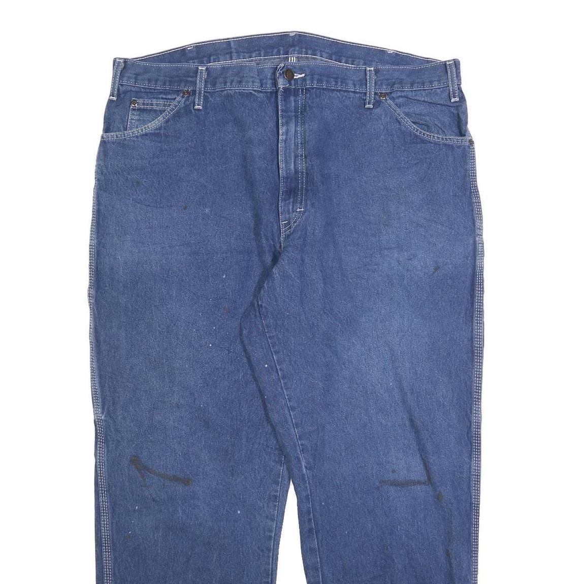 DICKIES Mens Regular Fit Blue Denim Jeans W40 L30 Workwear Zip Closure