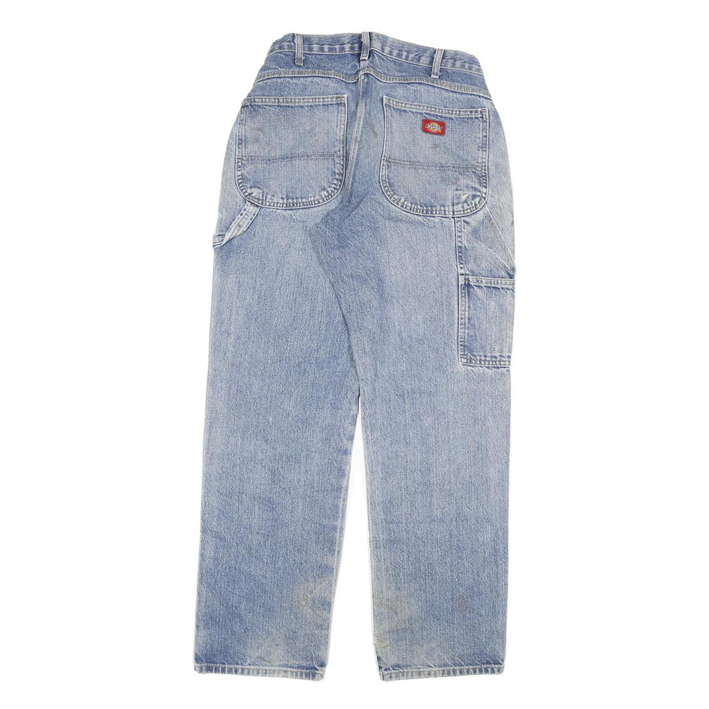 DICKIES Mens Regular Fit Blue Denim Jeans W28 L31 Cotton Blend Zip Pockets
