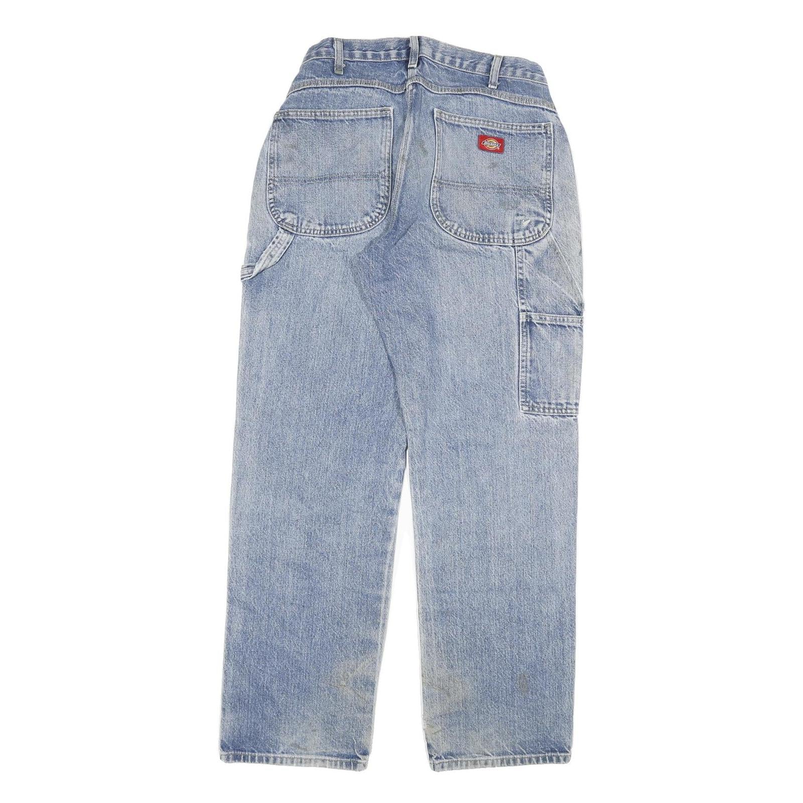 DICKIES Mens Regular Fit Blue Denim Jeans W28 L31 Cotton Blend Zip Pockets