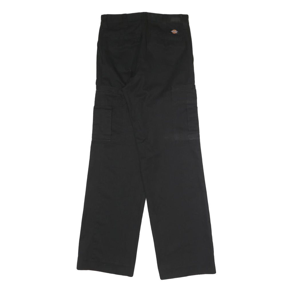 DICKIES Mens Black Regular Fit Straight Leg Trousers W30 L32 Workwear Zip
