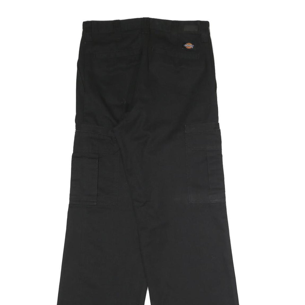 DICKIES Mens Black Regular Fit Straight Leg Trousers W30 L32 Workwear Zip