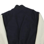 Mens Navy Blue & Cream Wool Blend Button Jacket XS Classic Bomber Style