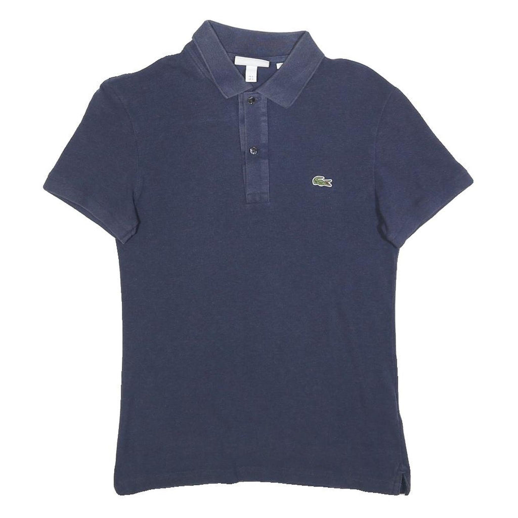 LACOSTE Mens Navy Blue Cotton Blend Short Sleeve Polo Shirt S Classic Fit
