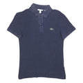 LACOSTE Mens Navy Blue Cotton Blend Short Sleeve Polo Shirt S Classic Fit