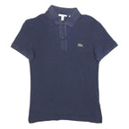 LACOSTE Mens Navy Blue Cotton Blend Short Sleeve Polo Shirt S Classic Fit
