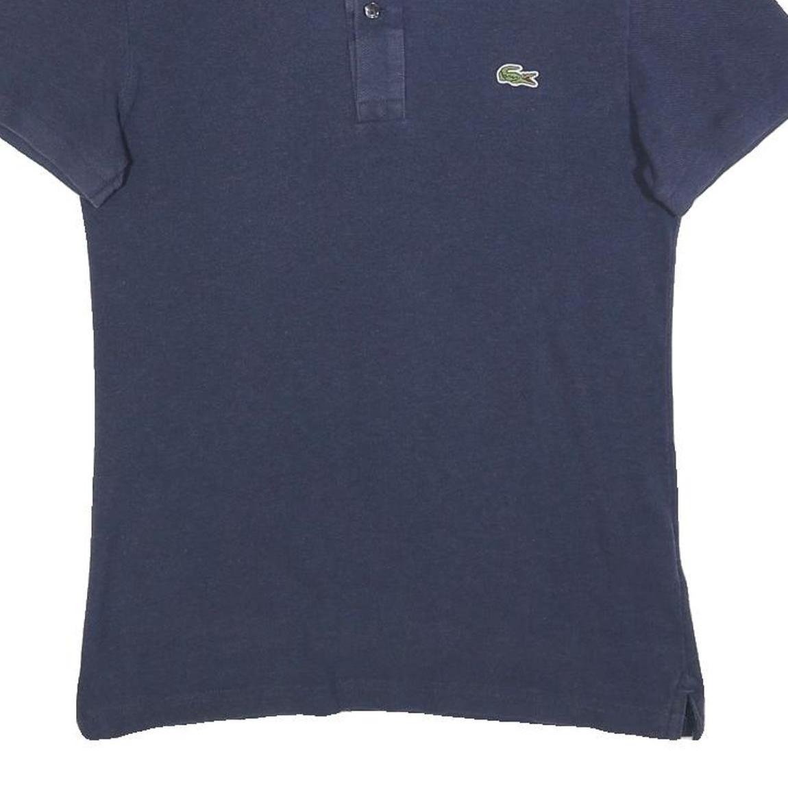LACOSTE Mens Navy Blue Cotton Blend Short Sleeve Polo Shirt S Classic Fit