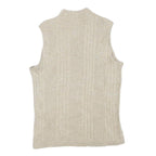 ESSENTIALS Womens Cream Sleeveless Round Neck Ribbed Top S Lightweight Knit