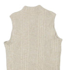 ESSENTIALS Womens Cream Sleeveless Round Neck Ribbed Top S Lightweight Knit