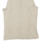 ESSENTIALS Womens Cream Sleeveless Round Neck Ribbed Top S Lightweight Knit