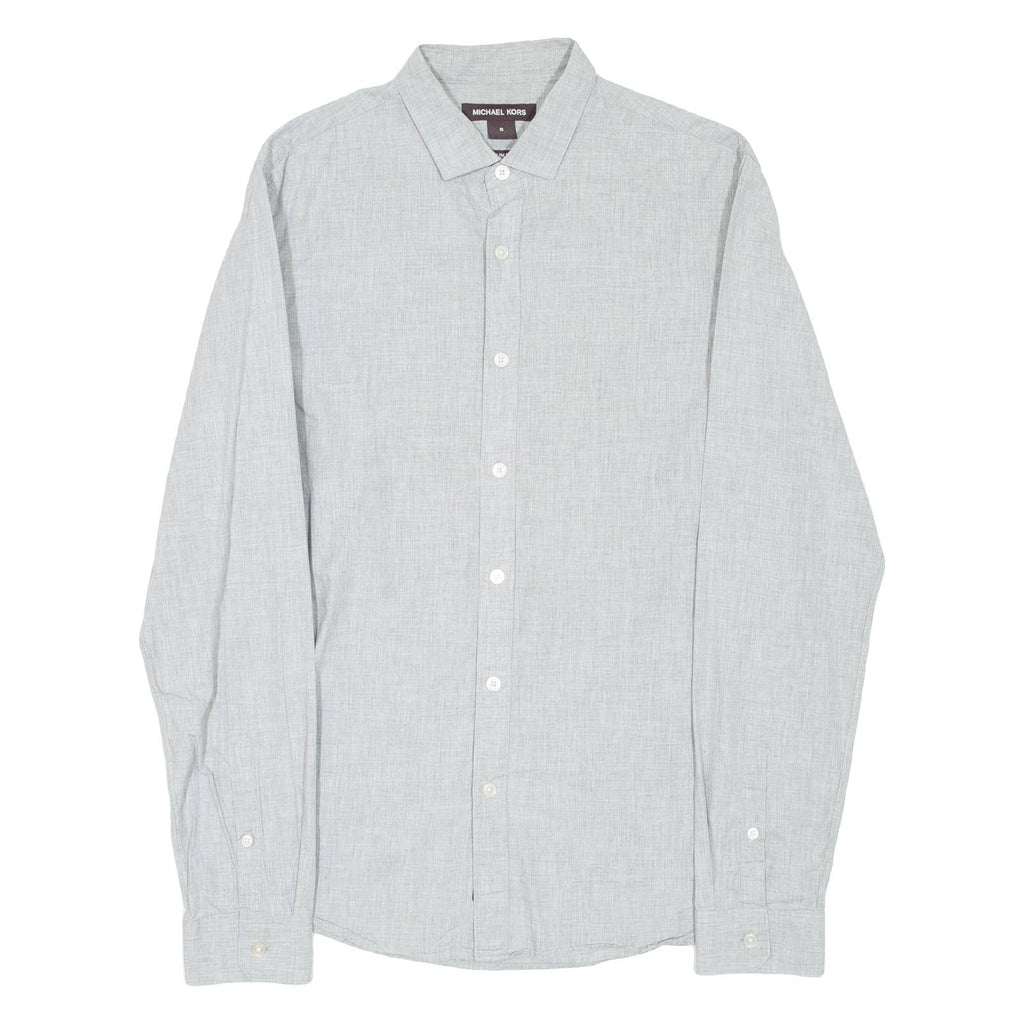 MICHAEL KORS Slim Fit Mens Plain Shirt Grey Long Sleeve S