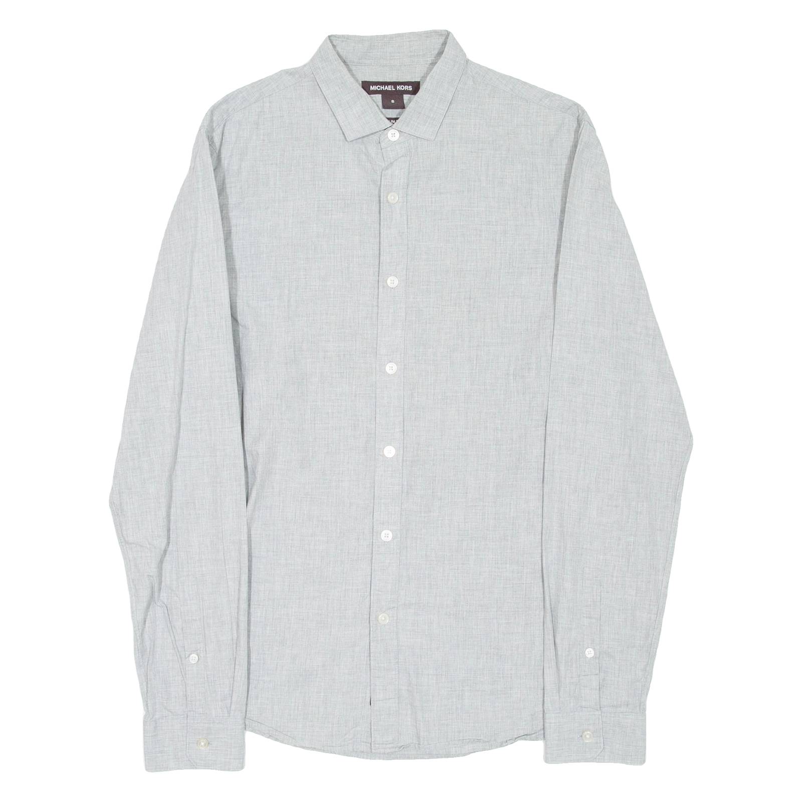 MICHAEL KORS Slim Fit Mens Plain Shirt Grey Long Sleeve S
