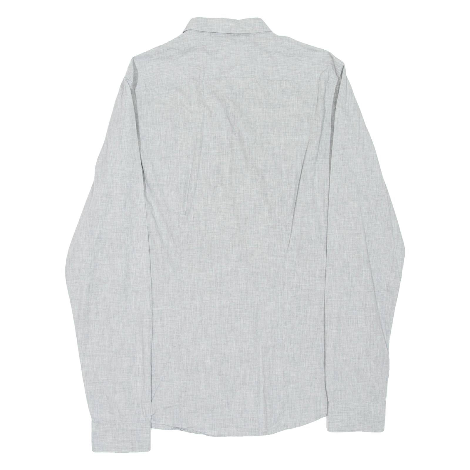 MICHAEL KORS Slim Fit Mens Plain Shirt Grey Long Sleeve S