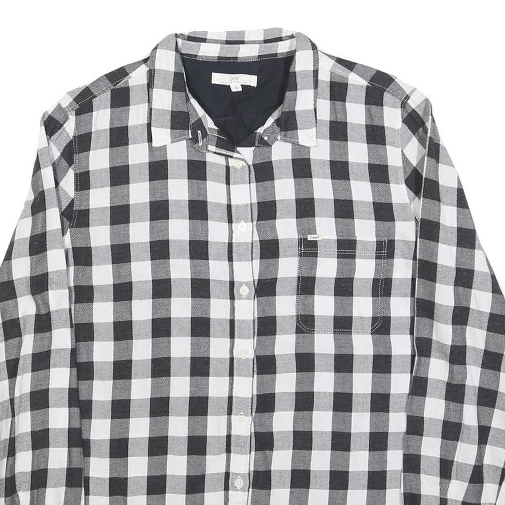 LEE Womens Black & White Check Shirt M Button-Up Casual Cotton Blend