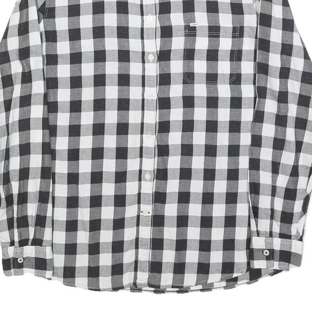 LEE Womens Black & White Check Shirt M Button-Up Casual Cotton Blend