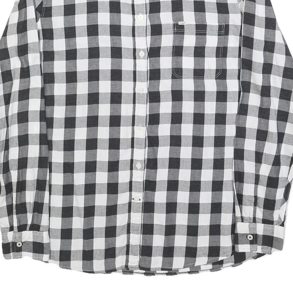 LEE Womens Black & White Check Shirt M Button-Up Casual Cotton Blend