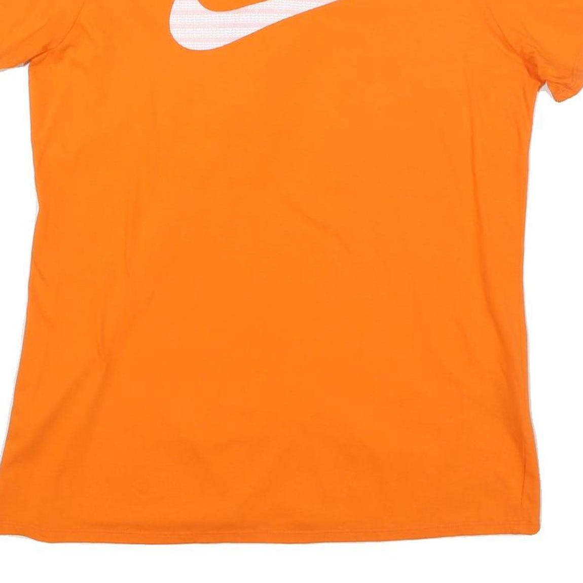 NIKE Womens Orange Cotton Blend T-Shirt L Short Sleeve Crew Neck Sport Style