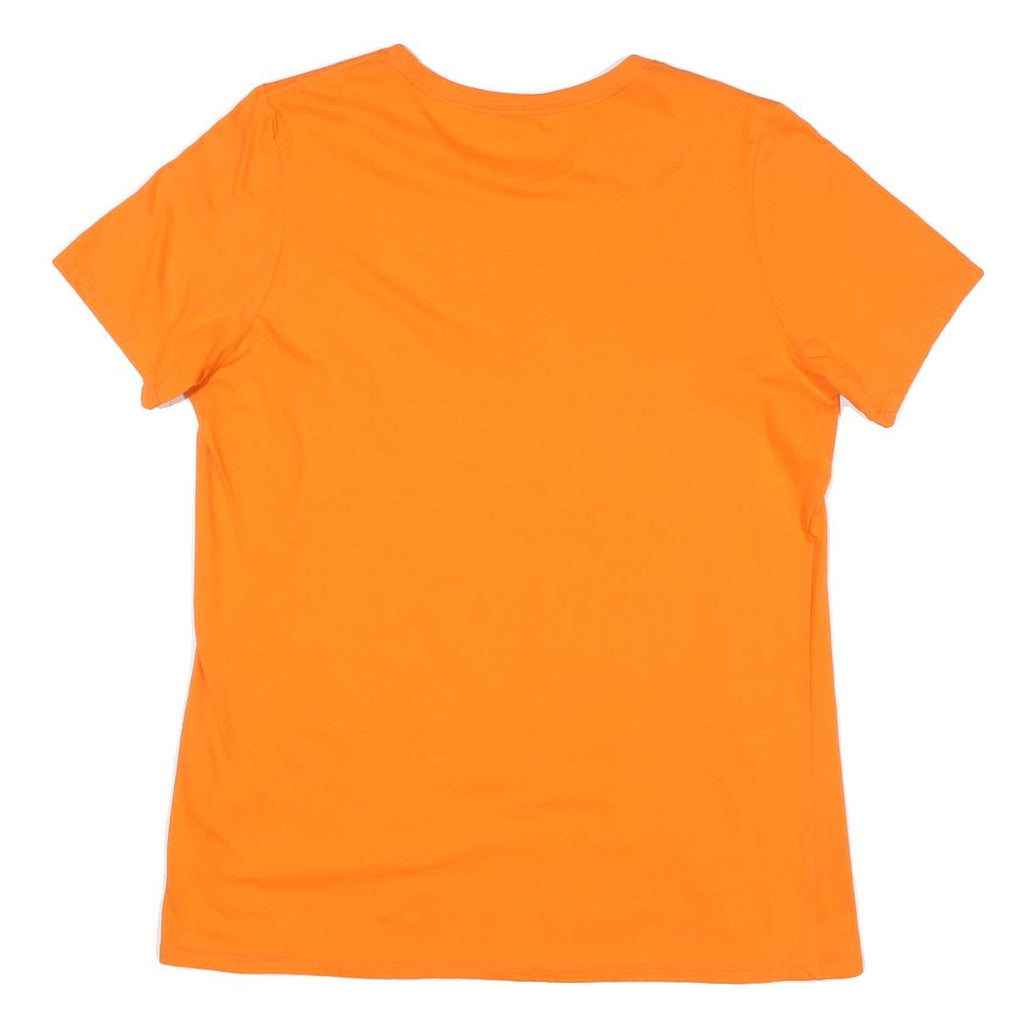 NIKE Womens Orange Cotton Blend T-Shirt L Short Sleeve Crew Neck Sport Style