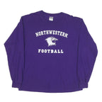 GILDAN Mens Purple Northwestern Football Long Sleeve Crew Neck T-Shirt L Cotton